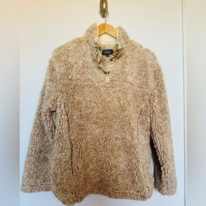 CoffeeShop Tan Sherpa Quarter-Zip Sweater